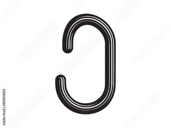 Obraz Simple black industrial hook icon 2D vector line art for machinery tools and heavy lifting projects