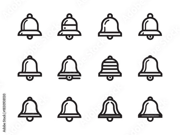 Obraz Set of doorbells vector icons 2D vector line art design for web mobile apps