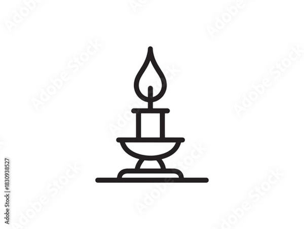 Obraz Simple candle icon 2D vector line art created in a clean minimalist style illustration