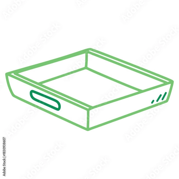 Fototapeta Minimalist Serving Tray Illustration in Green Tones for Stylish Home Decor and Organizational Needs vector art