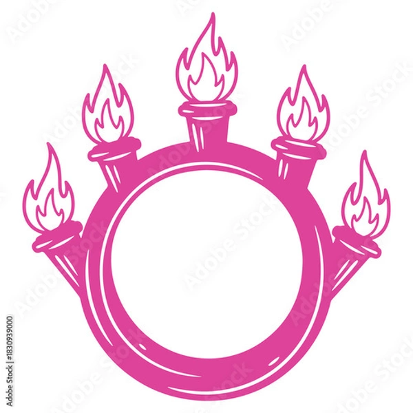Fototapeta Modern Pink Ring of Fire Element with Central Copy Space and Bold Outlines Design Graphic