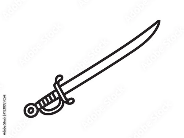 Obraz Vector line art cutlass pirate sword flat icon for creative web graphic and app design