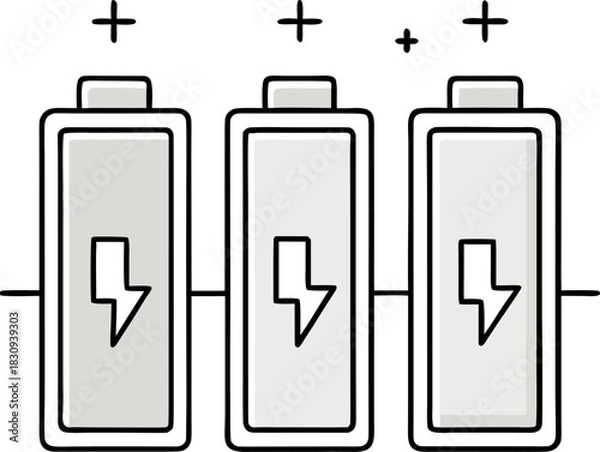 Fototapeta Battery level  inicators outline  battery charge vector 
