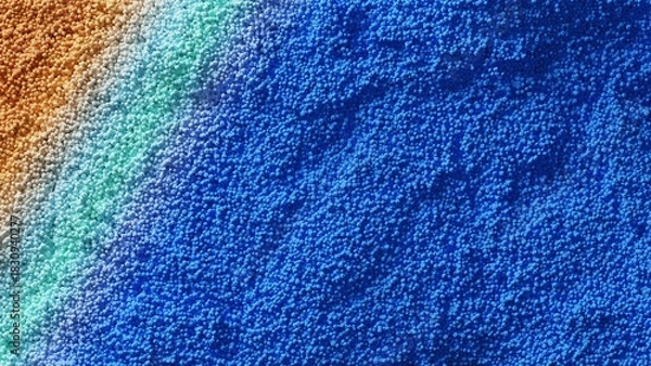 Obraz 細かい粒子で構成された砂浜に残る波の紋