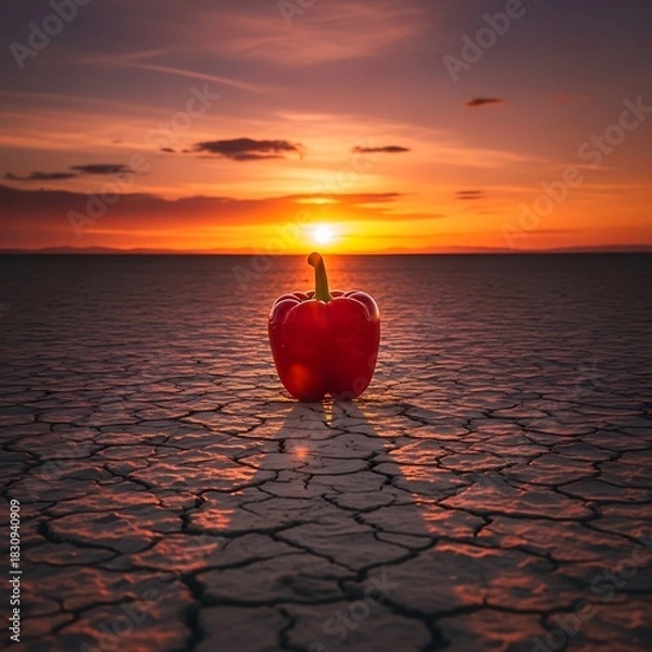 Obraz Red Pepper Sunset in a Dry Landscape.