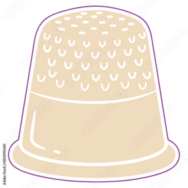Fototapeta Thimble Illustration for Sewing Crafting and Needlework Projects in Graphic Arts Style with Pastel Color Palette