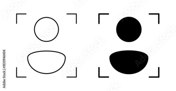 Obraz Facial Recognition Icon, Face Scan Biometric Identification Vector for Security