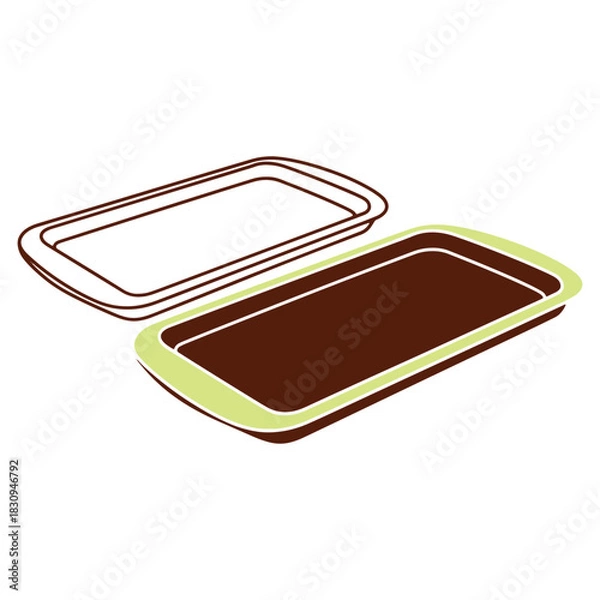 Fototapeta Vector illustration of two trays one solid brown and one outlined for serving food and drinks design element