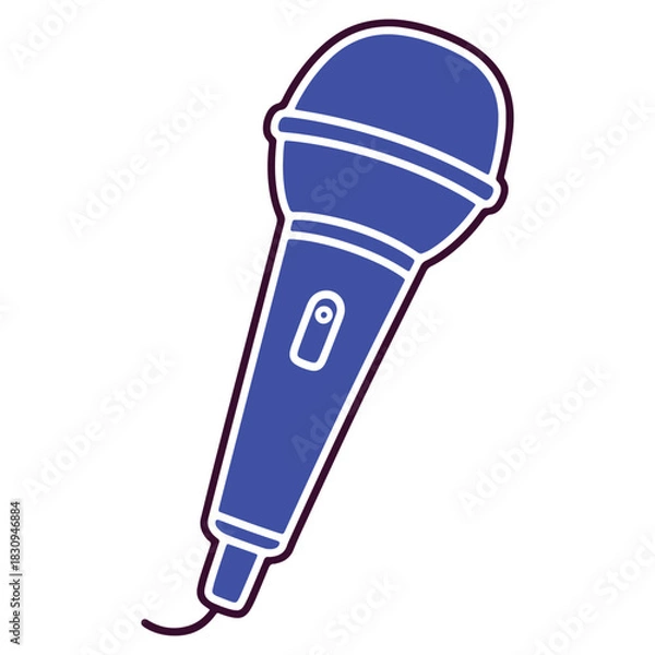Fototapeta Vibrant Blue Microphone Illustration on White Background Ideal for Audio and Communication Projects and Designs