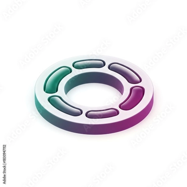 Fototapeta Isometric Ring with Gradient Color and Rounded Rectangular Cutouts.