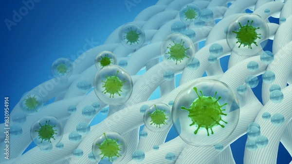 Fototapeta 3D rendering of bubble remove fungus or bacteria stains from clothes