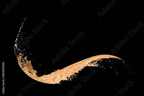 Fototapeta Orange juice or oil  isolated splash on black background, Clipping path, 3D rendering