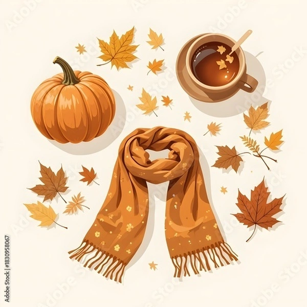 Obraz Cozy Autumn Objects Set