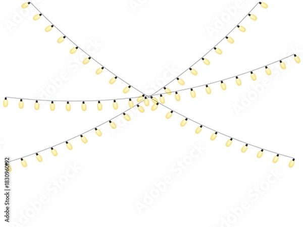 Fototapeta Holiday Lights  – Crisscross Yellow String Lights in EPS,  and PNG Formats for Festive Design and Seasonal Decor