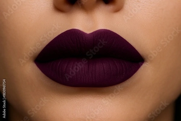 Obraz Bold Dark Purple Matte Lipstick on Sensual Lips