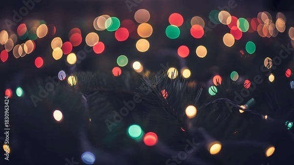 Fototapeta Colorful Christmas Bokeh Lights with Soft Festive Glow and Warm Holiday Atmosphere
