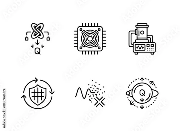 Fototapeta Quantum Algorithm Quantum Computing Chip Quantum Hardware Quantum Error Correction Icon Set