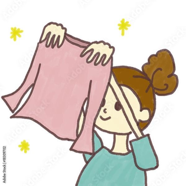 Obraz 洗濯物を干す女の子