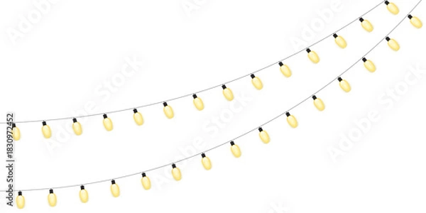 Fototapeta Holiday Lights  – Yellow String Lights in EPS,  and PNG Formats for Festive Design and Seasonal Decor