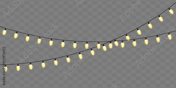 Fototapeta Holiday Lights  – Yellow String Lights in EPS,  and PNG Formats for Festive Design and Seasonal Decor