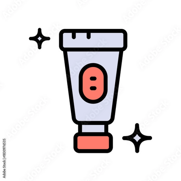 Obraz Foot cream jar. Moisturizing lotion. Hydrating skincare product. Foot hygiene, Healthy feet, Foot treatment, Pedicure. Vector isolated color icon.