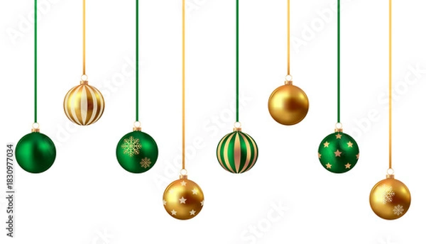 Obraz Gold and green christmas balls	