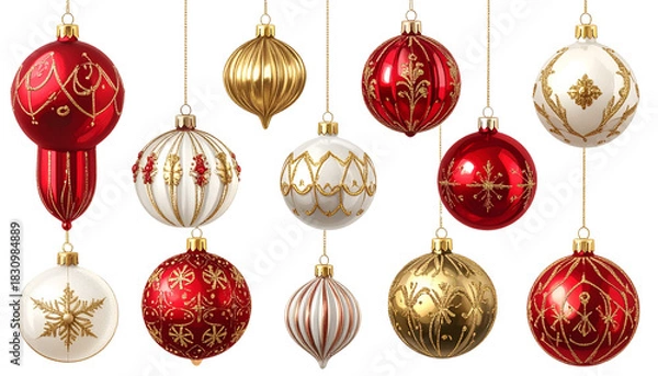 Fototapeta Beautiful Christmas ornament hanging on a festive tree, sparkling with lights and colors, perfect for holiday decor, celebrations, and seasonal photography.