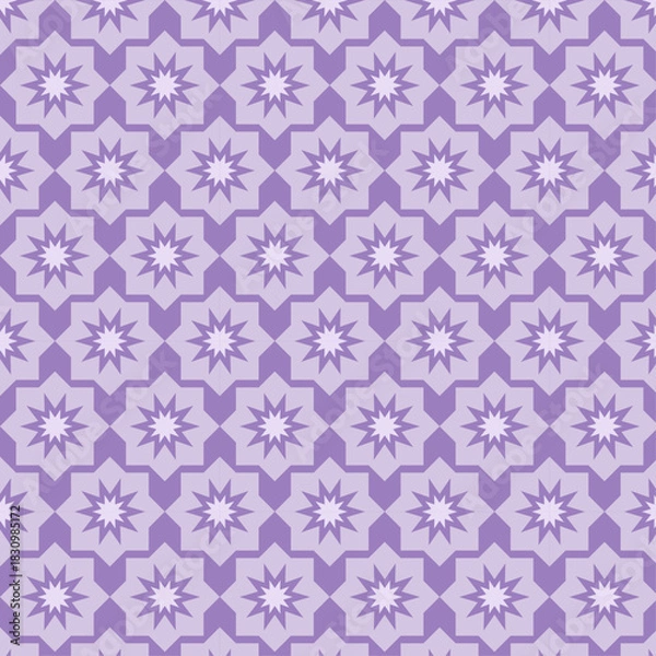 Obraz Moroccan Geometric Star Pattern in Purple Tones - Islamic Tile Seamless Design