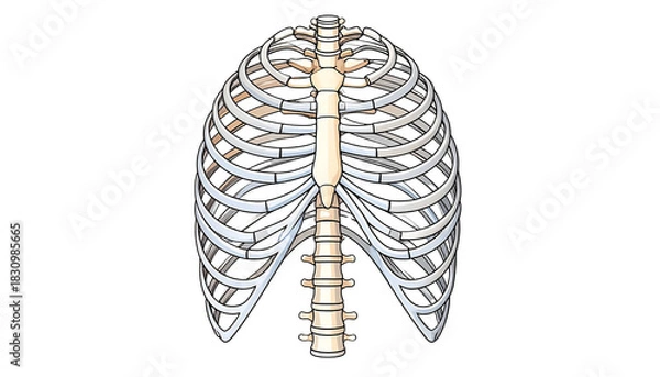 Fototapeta Human rib cages isolated on a clean background, showcasing anatomy and skeletal structure, ideal for medical, educational, or scientific illustrations.