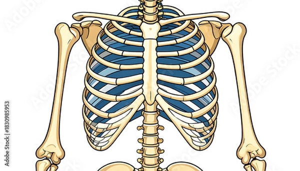 Fototapeta Human rib cages isolated on a clean background, showcasing anatomy and skeletal structure, ideal for medical, educational, or scientific illustrations.