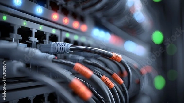 Obraz Moderne Netzwerk- und Serverinfrastruktur mit Datenkabeln
