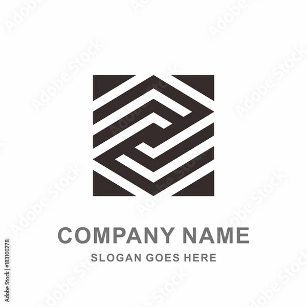 Fototapeta Geometric Infinity Square Space Box Architecture Interior Construction Business Company Stock Vector Logo Design Template