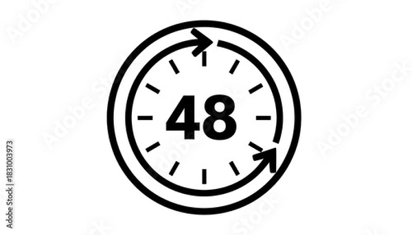 Obraz Circular icon showcasing '48' encircled by arrows, suggesting a turnaround time or duration period