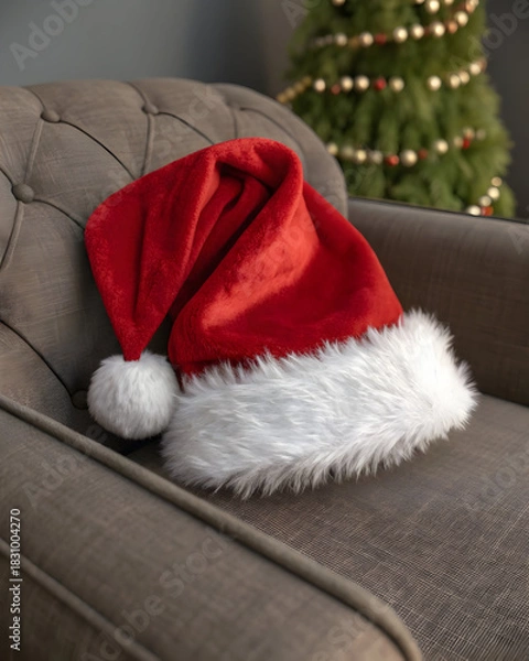 Obraz santa claus hat on a sofa