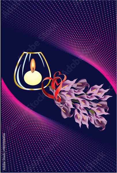 Fototapeta composition with candle and calla flowers
