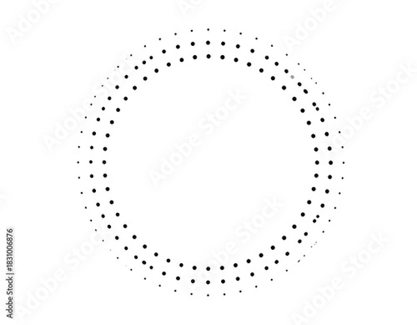 Obraz Circular pattern of dots, diminishing outwards from the center in black on a white background