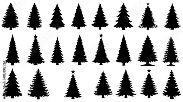 Obraz Christmas Tree Silhouette Vector Collection for Festive Design Projects