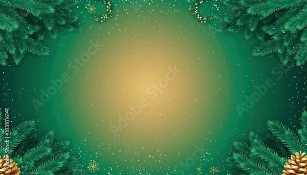 Obraz Festive holiday celebration winter wonderland digital artwork green background top view sparkling atmosphere for an enchanting seasonal experience