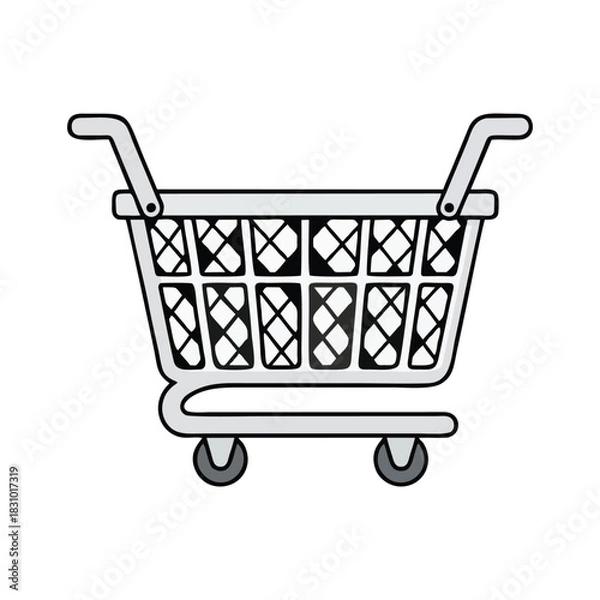 Fototapeta vector shopping cart isolated on white