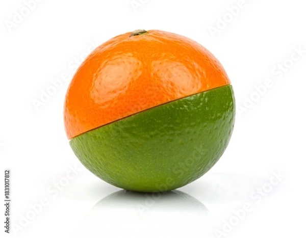 Obraz Citrus hybrid orange top, green bottom, isolated on white