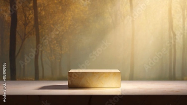 Obraz Golden forest silhouette with elegant light nature still life calm environment minimalist view serenity concept