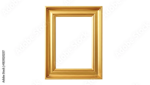 Fototapeta Elegant golden photo frame with a clean white background, perfect for displaying artwork or memories