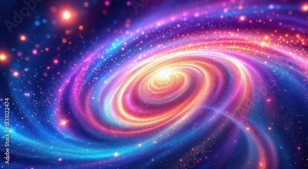 Fototapeta abstract image featuring a vibrant, glowing spiral galaxy or nebula.