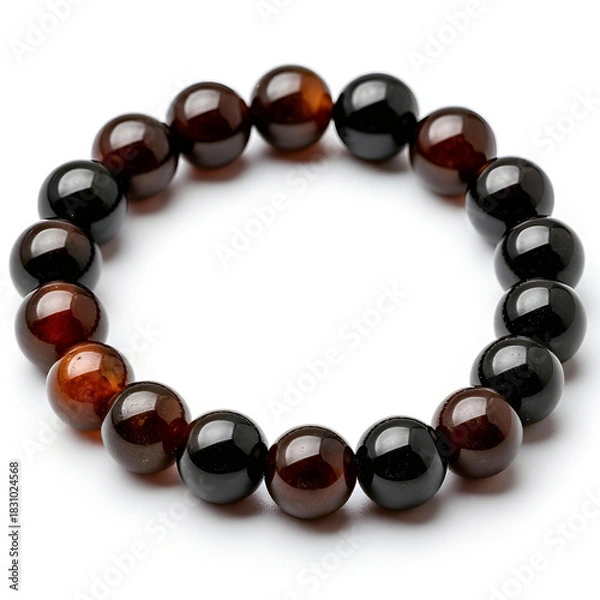 Fototapeta Beaded Bracelet with Dark and Reddish-Brown Stones