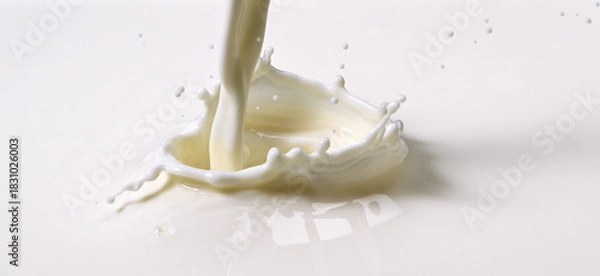 Obraz Flowing milk close up