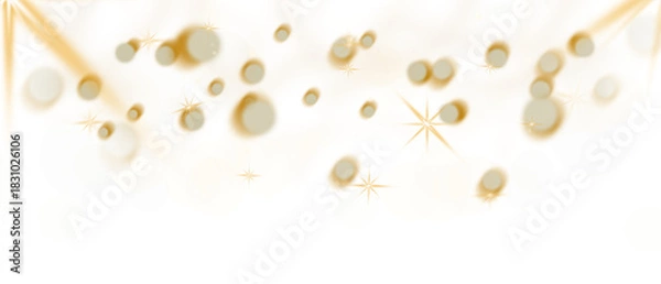 Fototapeta Golden Bokeh and Starburst Lights Overlay Effect on Transparent Background perfect for Festive Greeting Card or Celebration Design