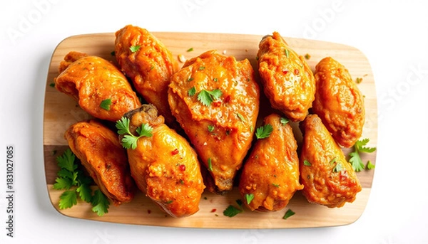 Obraz Crispy Chicken Wings on Wooden Board