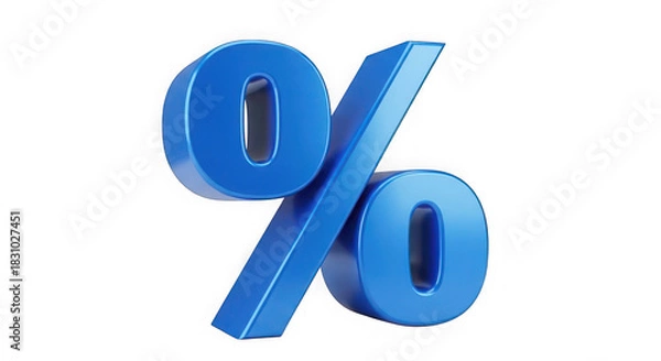 Fototapeta Blue 3d percent symbol isolated on transparent background