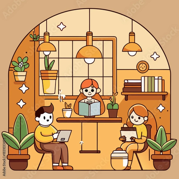 Fototapeta Astronaut gazes out spaceship window at colorful alien planets and stars