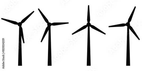 Obraz Wind Turbine Icon Set – Clean Outline Vector for Renewable Energy, Sustainable Power & Green 
Technology